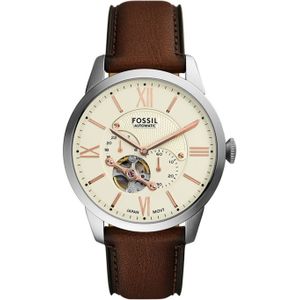 Fossil  - heren horloge - zilverkleurig met  band