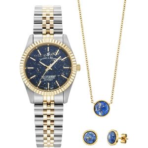 Jacques du Manoir Blauwe Dames Horloge Set met Sieraden JPN05501