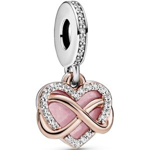 Pandora Moments 925 Sterling Zilveren Infinity Heart Bedel met 14 Karaat Roségouden Plating 788878C01