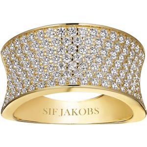 Sif Jakobs Felline Concavo 925 Sterling Zilveren Ring SJ-R2393-CZ-YG-54 Met 18 Karaat Gouden Plating