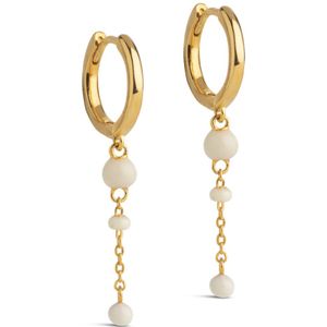 Enamel Copenhagen  - Dames Oorbellen - goudkleurig & Wit