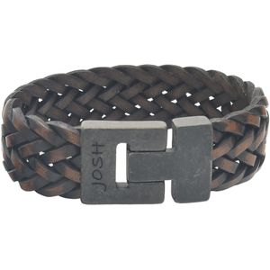 Josh Zwarte Leren Armband 24340-bra-VB/MELBLCK/L