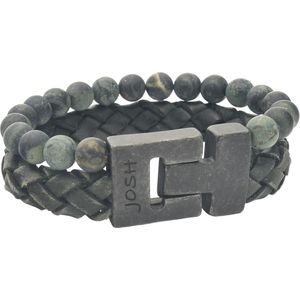 Josh Groene Leren Armband 24981-BRA-VB/MATGRN/M