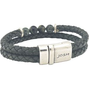 Josh Groene Leren Armband 09308-BRA-S/GREEN/M