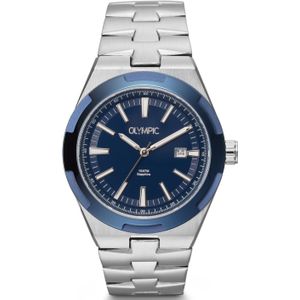 Olympic  - heren horloge - zilverkleurig met  band