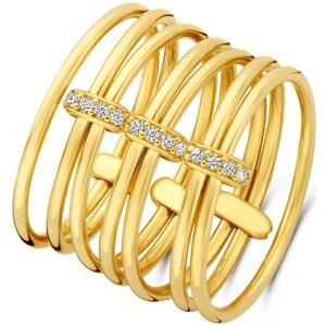 Isabel Bernard Cour d'Honneur Adora 14 karaat gouden 7-delige multiring met zirkonia steentjes IB330107