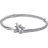 Pandora Moments 925 Sterling Zilveren Asymmetric Star T-bar Snake Armband 592357C01-21