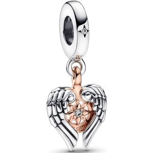 Pandora Moments 925 Sterling Zilveren Celestial Compass Angel Wings Bedel 782359C01 Met 14k Roségouden Plating