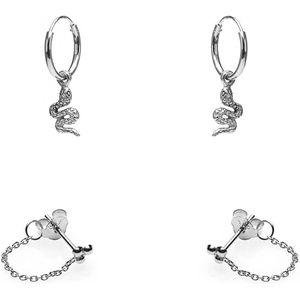 Karma Earparty Silver Snake and Chain Oorbellen