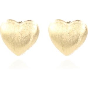 LOTT.gioielli 925 Sterling Zilveren Goudkleurige Heart Oorknoppen CLEA077-B42002