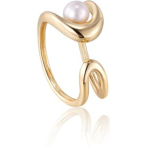 Ania Haie Pearl Power 925 Sterling Zilveren Goudkleurige Ring AH-R043-02G