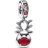 Pandora Moments 925 Sterling Zilveren Red Nose Reindeer Murano Bedel 792330C01