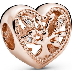 Pandora Moments Roségoudkleurige Family Tree Heart Bedel met 14 Karaat Roségouden Plating 788826C01