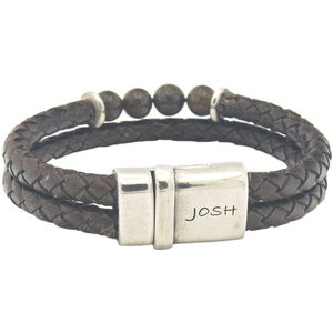 Josh Bruine Leren Armband 09308-BRA-S/BROWN/M