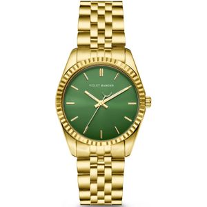 Sunrise Rond Dames Horloge Goudkleurig en Groen VH08013