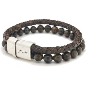 Josh - Armband - Bruin en Zilver - Heren