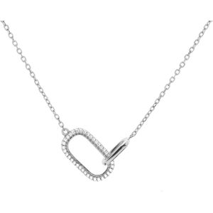 Karma 925 Sterling Zilveren Double Zirconia Oval Ketting T277S