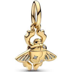 Pandora Disney 925 Sterling Zilveren Aladdin Scarab Beetle Bedel 762345C01 Met 14k Gouden plating