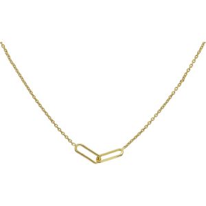 Karma 925 Sterling Zilver-Goud Gekleurde Double Square Ketting T273GP (Length: 40-45 cm)