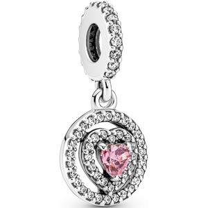 Pandora Timeless 925 Sterling Zilveren Sparkling Double Halo Heart Dangle Bedel 791476C01