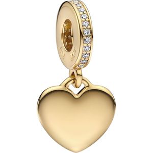 Pandora Moments Engravable Heart Tag Bedel 768761C01 Met 14 Karaat Gouden Plating