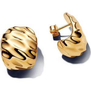 Pandora - Rippled Wide Hoop Earrings - Oorbellen - Zilver