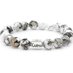 Karma 925 Sterling Zilveren Zwart/Witte Maddox Silver Bead Armband 96081 (Lengte 21.00 cm)