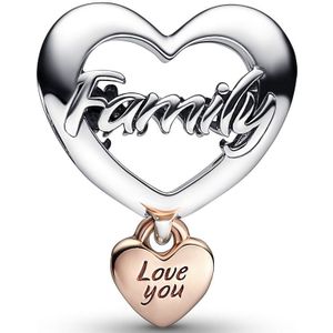 Pandora Moments 925 Sterling Zilveren Love You Family Heart Bedel 782326C00 Met 14k Roségouden Plating