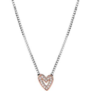 Pandora Moments 925 Sterling Zilveren Heart Ketting met 14 Karaat Roségouden Plating 380089C01-45 (Lengte: 45.00 cm)