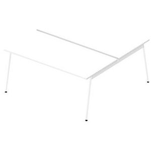 Quadrifoglio Doppelschreibtisch weiß rechteckig, 4-Fuß-Gestell weiß 160,0 x 164,0 cm