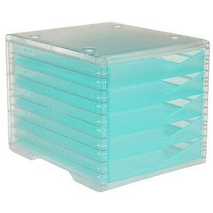 styro Schubladenbox styroswingbox light  aqua 275-8430.25224, DIN C4 mit 5 Schubladen