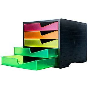 styro Schubladenbox styroswingbox NEONline  neon multi-color 275-8430.2691, DIN C4 mit 5 Schubladen