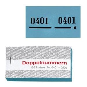 WOLF & APPENZELLER Doppelnummernblöcke 0001-0100, 0101-0200, 0201-0300, 0301-0400, 0401-0500, blau, 5 Blöcke