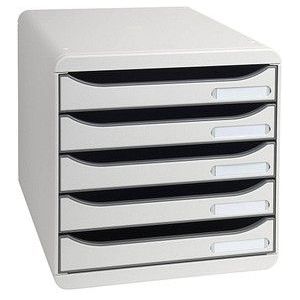 Exacompta Schubladenbox BIG-BOX PLUS  lichtgrau 309740D, DIN A4 mit 5 Schubladen