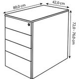 Kerkmann Move Standcontainer weiß 4 Auszüge 42,0 x 80,0 x 72,0 - 76,0 cm