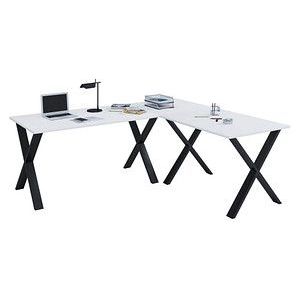 VCM my office Lona Schreibtisch weiß rechteckig, X-Fuß-Gestell schwarz 160,0 x 50,0 cm
