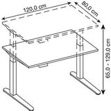 HAMMERBACHER XBHM12 elektrisch höhenverstellbarer Schreibtisch grafit rechteckig, C-Fuß-Gestell weiß 120,0 x 80,0 cm