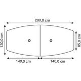 HAMMERBACHER Konferenztisch KT28S eiche Tonnenform, Rundrohr chrom, 280,0 x 85,0 - 130,0 x 74,0 cm
