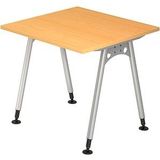 HAMMERBACHER AS08 höhenverstellbarer Schreibtisch buche quadratisch, A-Fuß-Gestell silber 80,0 x 80,0 cm