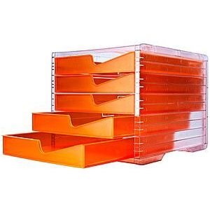 styro Schubladenbox styroswingbox NEONline  neon-orange 275-8430.2464, DIN C4 mit 5 Schubladen