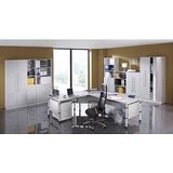 HAMMERBACHER Anbautisch höhenverstellbar Orbis lichtgrau, silber halbrund 60,0 x 80,0 x 65,5 - 82,5 cm