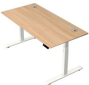 Kerkmann Move 2 Plus elektrisch höhenverstellbarer Schreibtisch eiche hell rechteckig, T-Fuß-Gestell weiß 160,0 x 80,0 cm