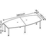 HAMMERBACHER Konferenztisch KT28C nussbaum Tonnenform, Rundrohr grau, 280,0 x 85,0/130,0 x 72,0 - 74,0 cm