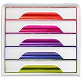 cep Schubladenbox Smoove  weiß/bunt-transparent 1071110931, DIN A4 mit 5 Schubladen