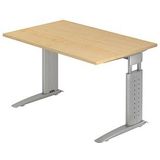 HAMMERBACHER US12 höhenverstellbarer Schreibtisch ahorn rechteckig, C-Fuß-Gestell silber 120,0 x 80,0 cm