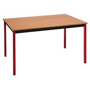 SODEMATUB Mehrzwecktisch buche, rot rechteckig, Vierkantrohr rot, 180,0 x 80,0 x 74,0 cm