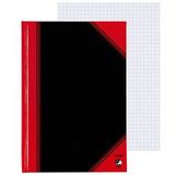 Bantex Notizbuch Chinakladde DIN A5 kariert, schwarz/rot Hardcover 192 Seiten