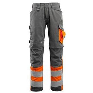 MASCOT® unisex Warnschutzhose Leeds dunkelanthrazit, orange Größe 23