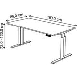 Kerkmann Move 3 elegant elektrisch höhenverstellbarer Schreibtisch eiche rechteckig, T-Fuß-Gestell grau 160,0 x 80,0 cm
