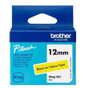 brother Schriftband Btag BTAG631, 12 mm schwarz auf gelb